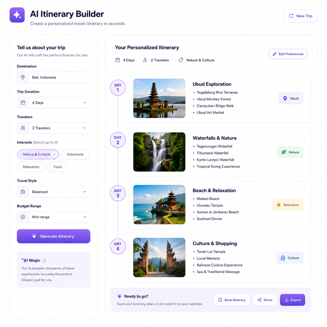 ai itinary builder